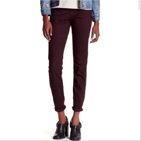 Rag & Bone Maroon Fine Wine The Dre Skinny Jeans